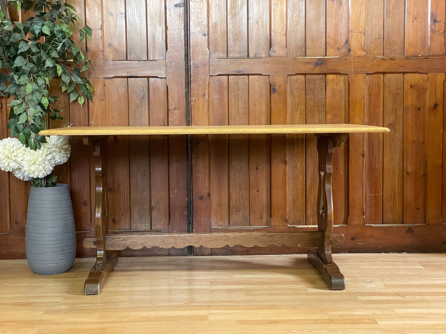 Vintage Old Charm Rustic Solid Oak Refectory Dining Kitchen Table