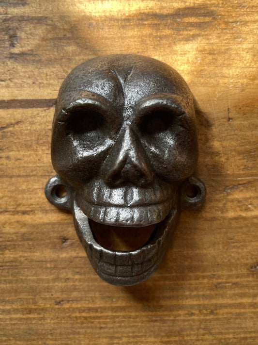 SKULL \ Cast Iron Wall Mounted Bottle Opener \ Vintage Style Home Bar