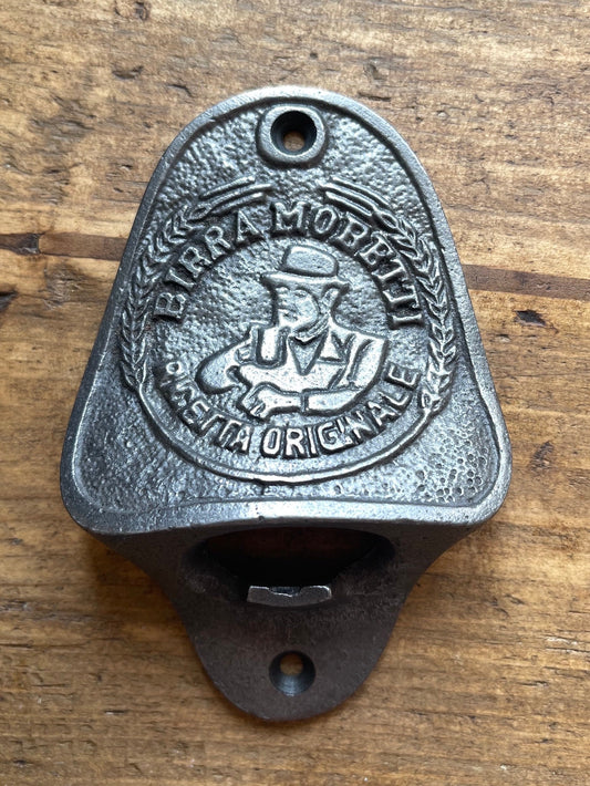 BIRRA MORETTI \ Cast Iron Wall Mounted Bottle Opener \ Vintage Style Home Bar