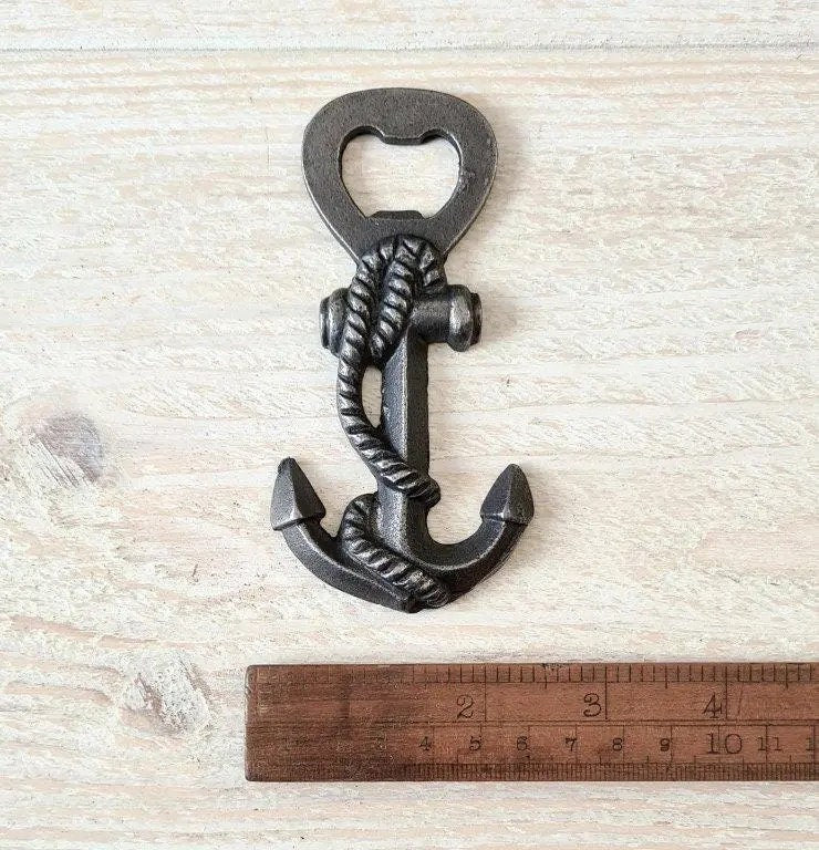 ANCHOR \ Cast Iron Handheld Bottle Opener \ Vintage Style Home Bar