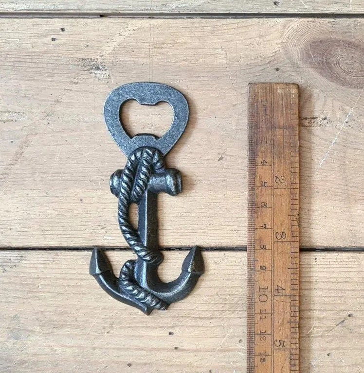 ANCHOR \ Cast Iron Handheld Bottle Opener \ Vintage Style Home Bar