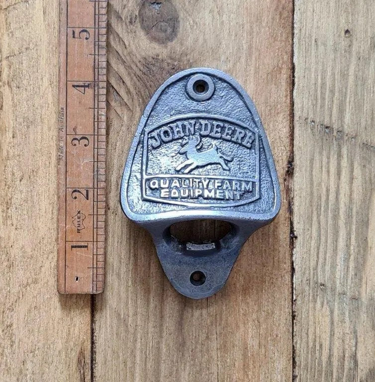 JOHN DEERE \ Cast Iron Wall Mounted Bottle Opener \ Vintage Style Home Bar