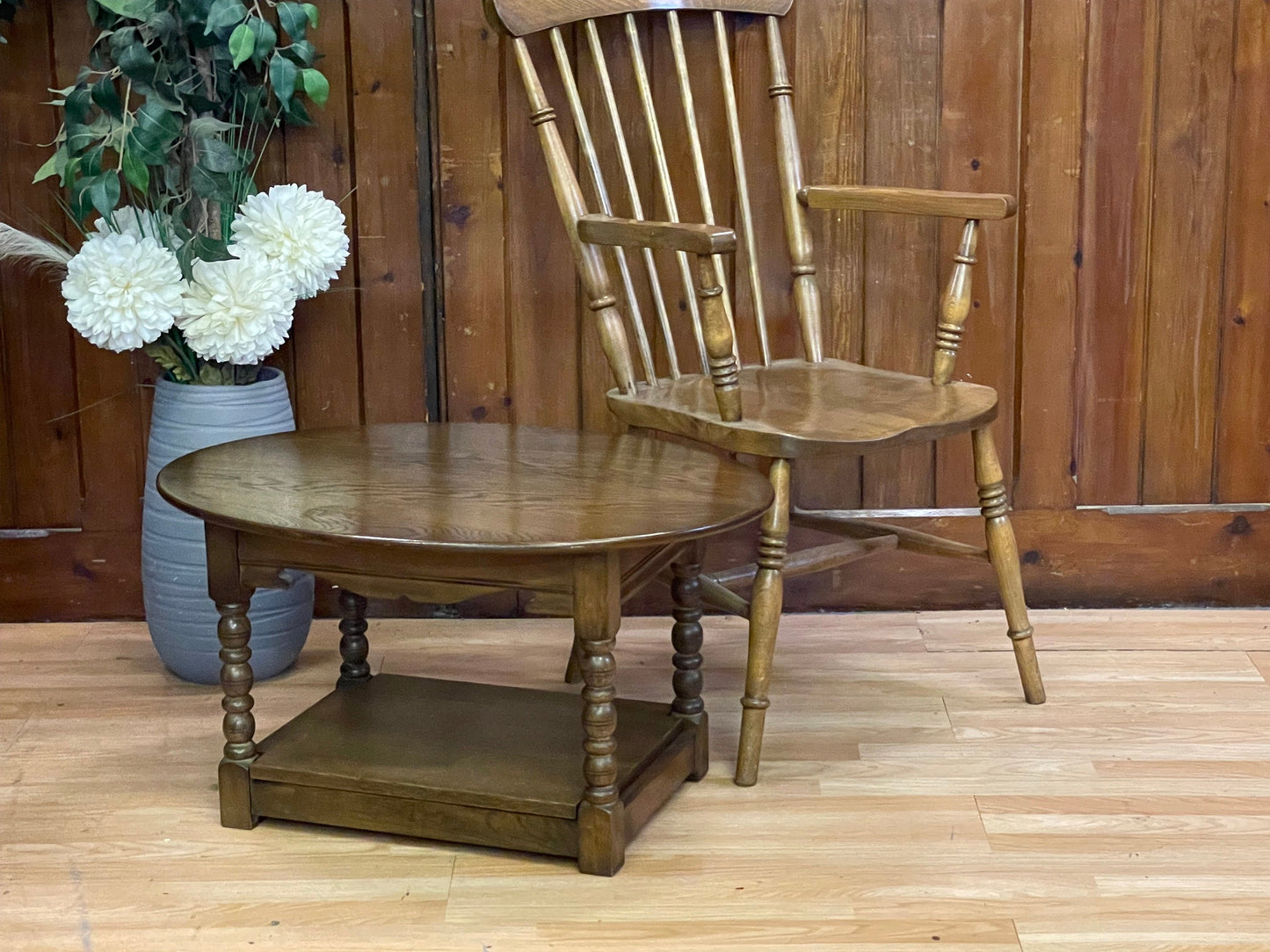 Old Charm Oval Coffee Table by Wood Bros \ Solid Oak Tudor Style Lounge Table