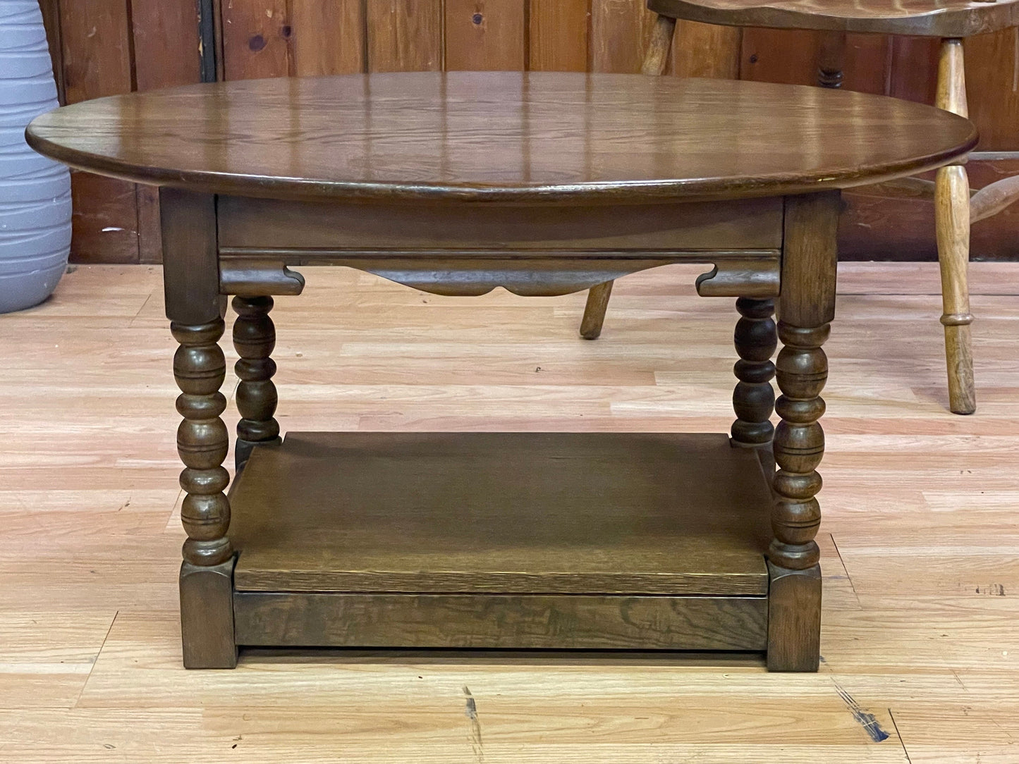 Old Charm Oval Coffee Table by Wood Bros \ Solid Oak Tudor Style Lounge Table