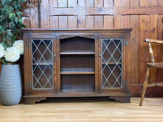 Vintage Glazed Old Charm Bookcase by Wood Bros \ Oak Hall Sheves \ Sideboard