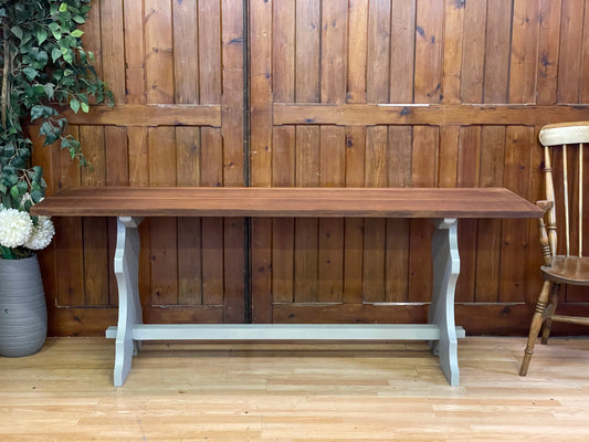 Vintage Narrow Mahogany Dining Table \ Painted Grey Refectory Kitchen Table