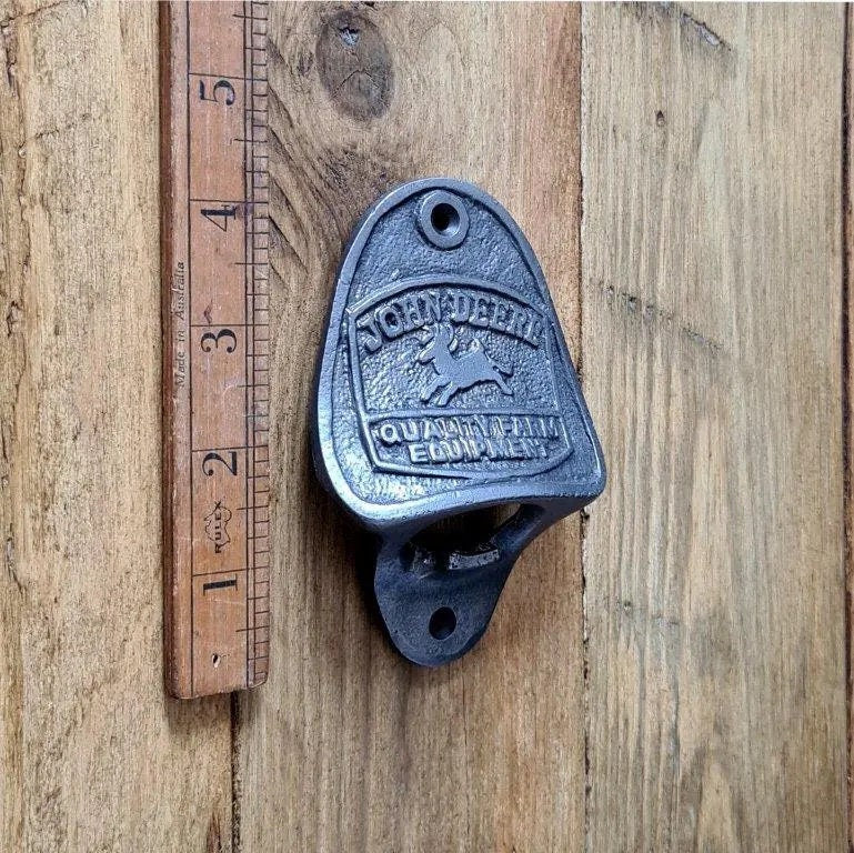 JOHN DEERE \ Cast Iron Wall Mounted Bottle Opener \ Vintage Style Home Bar