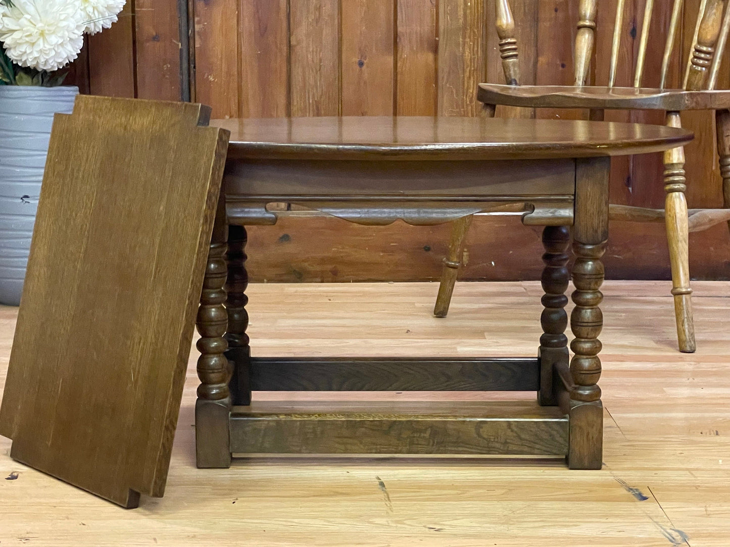 Old Charm Oval Coffee Table by Wood Bros \ Solid Oak Tudor Style Lounge Table