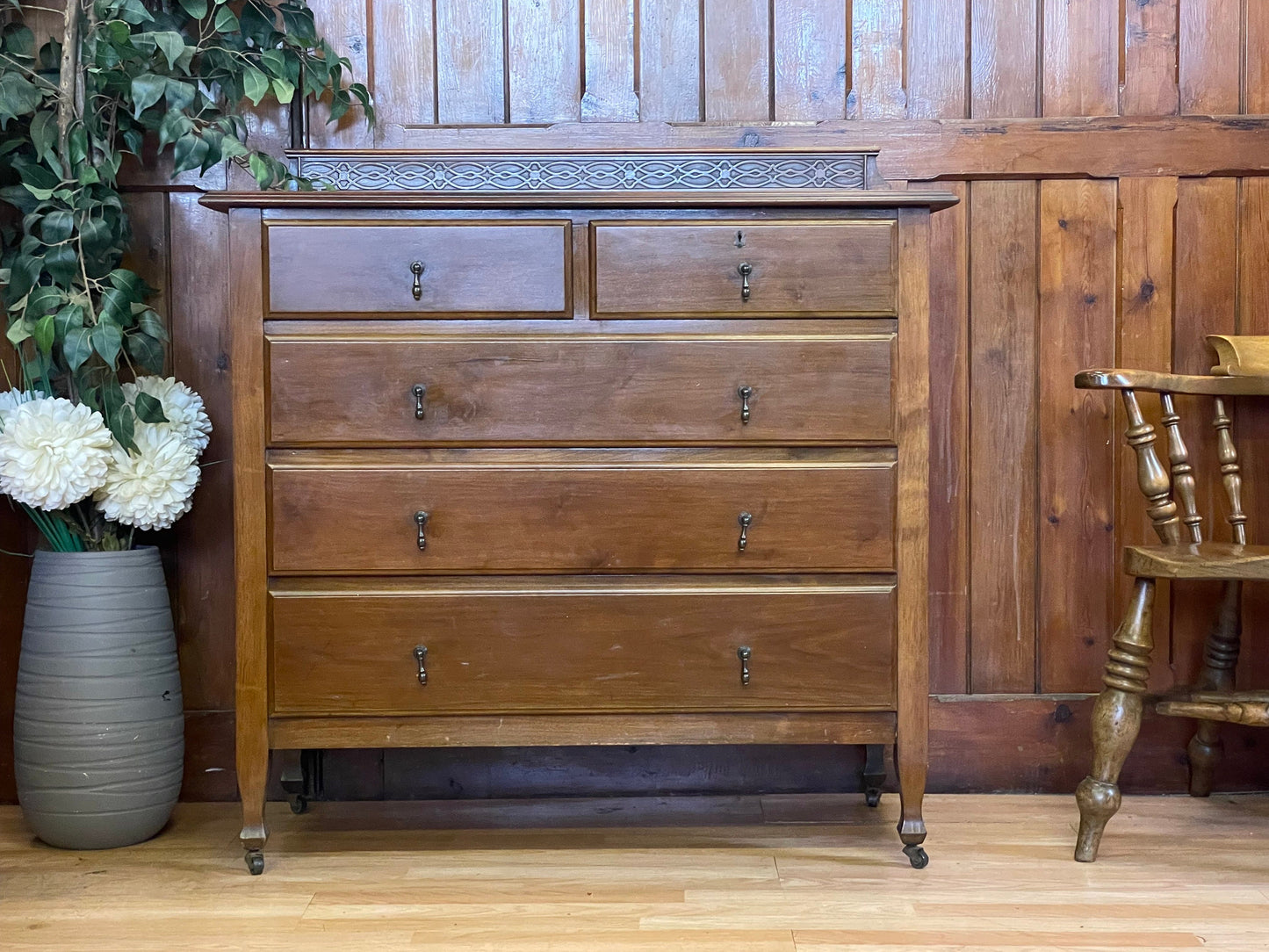 Antique Mahogany Chest of Drawers \ Arts and Crafts Dresser \ 1920’s Bedroom Storage