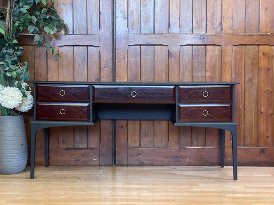 Vintage Stag Minstrel Desk \ Black Mahogany Dressing Table \ Retro Sideboard