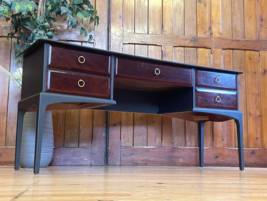 Vintage Stag Minstrel Desk \ Black Mahogany Dressing Table \ Retro Sideboard