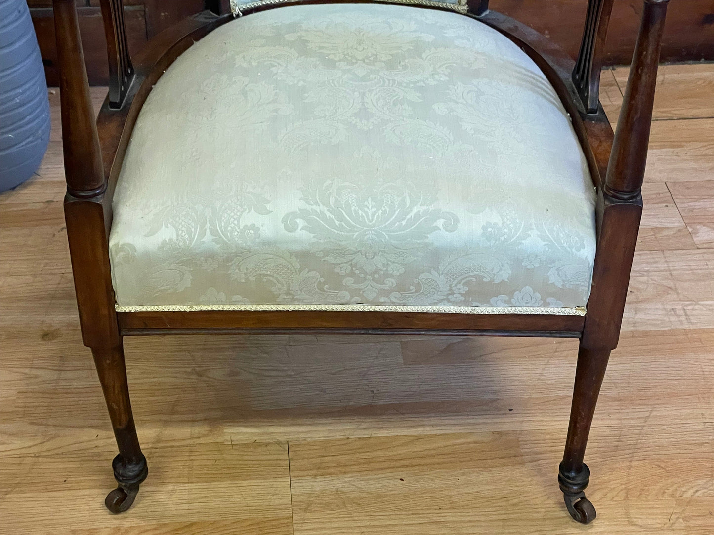 Antique Mahogany Tub Chair \ Edwardian Bedroom Statement Chair \ Upholstered Armchair