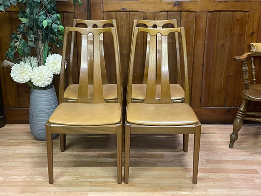 Retro Teak Dining Chairs By Nathan / Parker Knoll \ Mid Century Set of 4 Kitchen Chairs