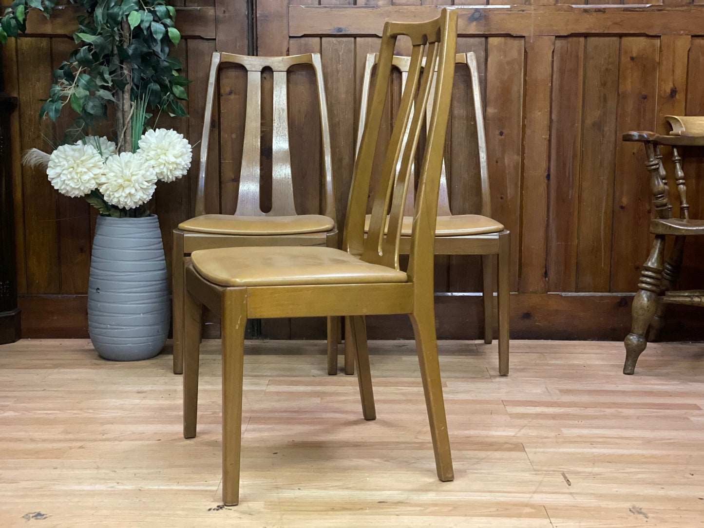 Retro Teak Dining Chairs By Nathan / Parker Knoll \ Mid Century Set of 4 Kitchen Chairs