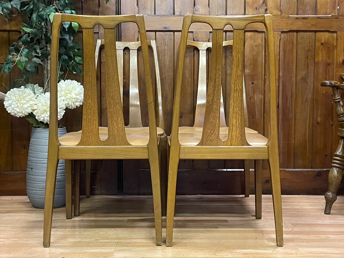 Retro Teak Dining Chairs By Nathan / Parker Knoll \ Mid Century Set of 4 Kitchen Chairs