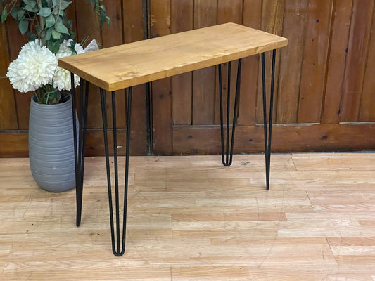 Solid Elm Rustic Console Table \ Hairpin Leg Hall Table \ Small Desk Sideboard