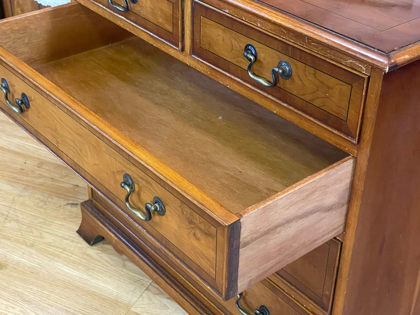 Vintage Reproduction Yew Chest of Drawers by Bradley \ Georgian Style Dresser