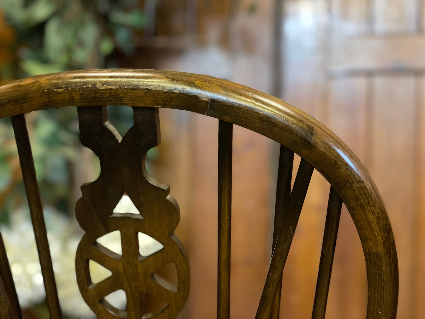 Pair Vintage Glenister Windsor Dining Chairs \ Wheel Back Elm Kitchen Chairs