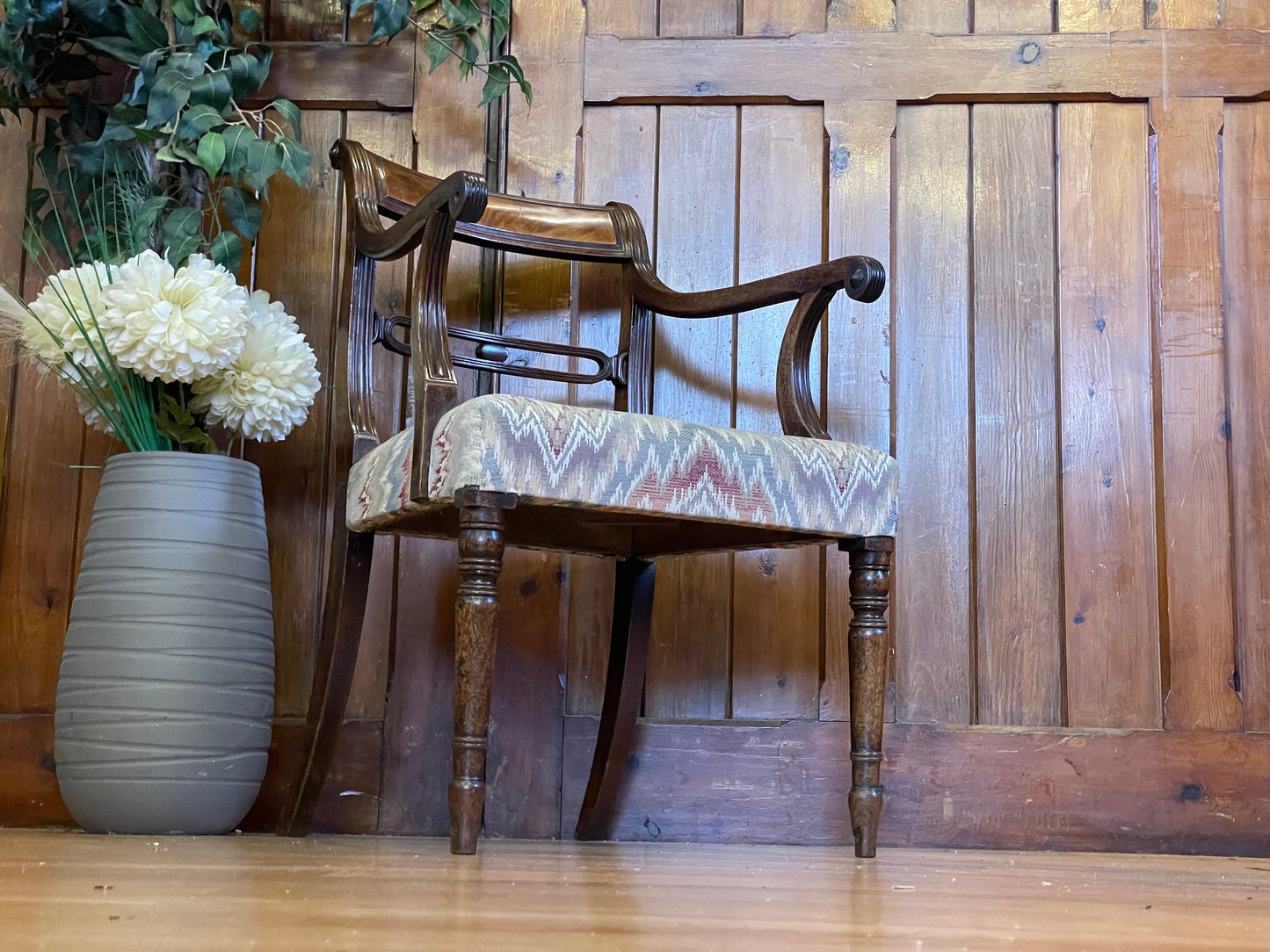 Antique Georgian Armchair \ Mahogany Desk Statement Chair \ Fireside Reading Chair