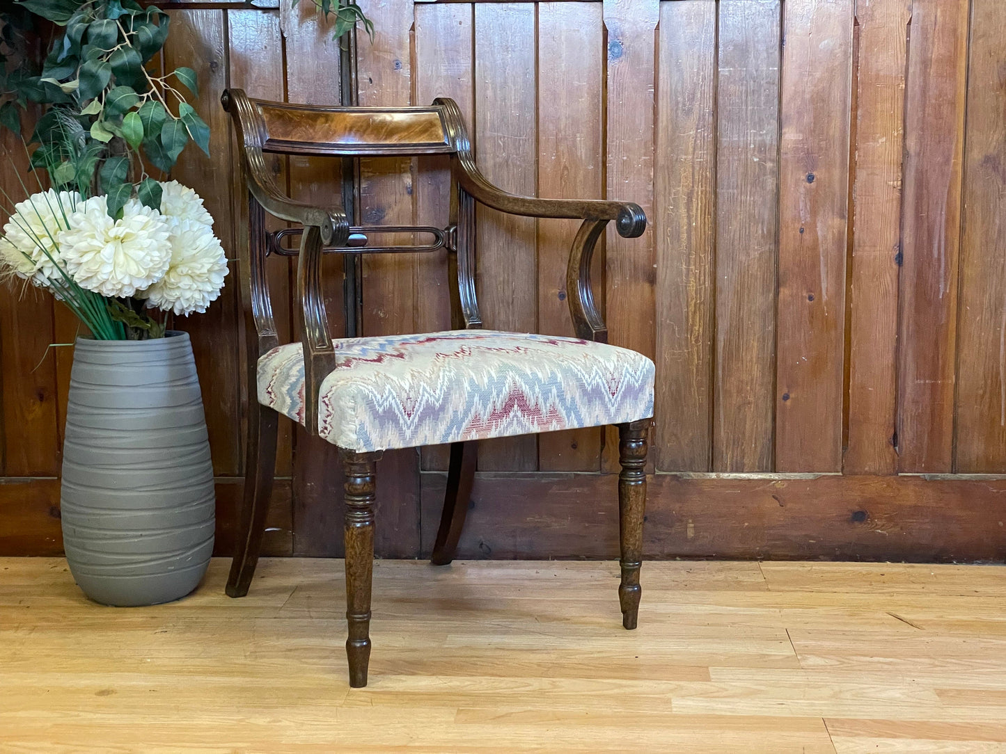 Antique Georgian Armchair \ Mahogany Desk Statement Chair \ Fireside Reading Chair