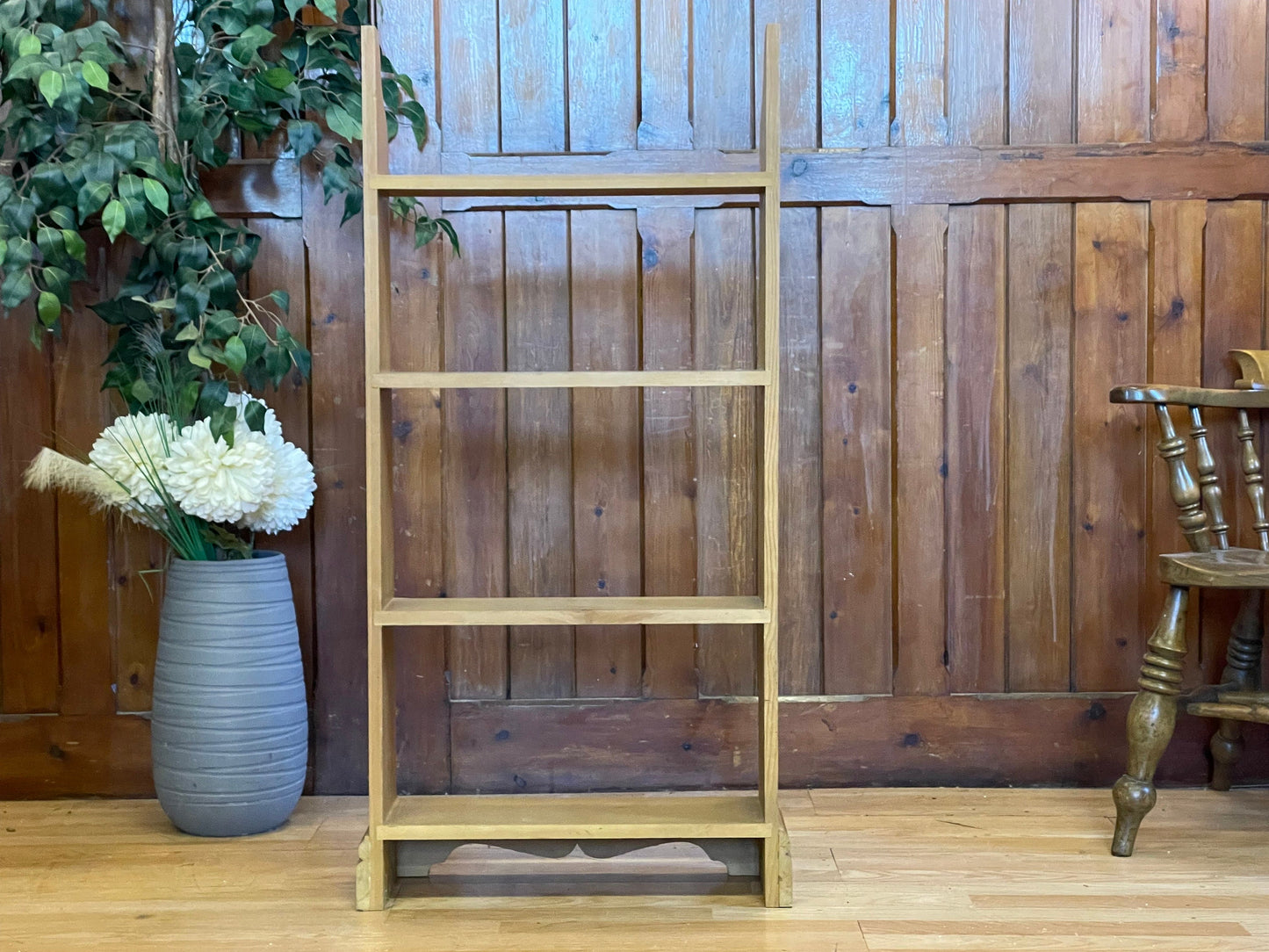 Open Back Farmhouse Pine Bookcase \ Handmade Display Shelves \ Hallway Shelving Unit