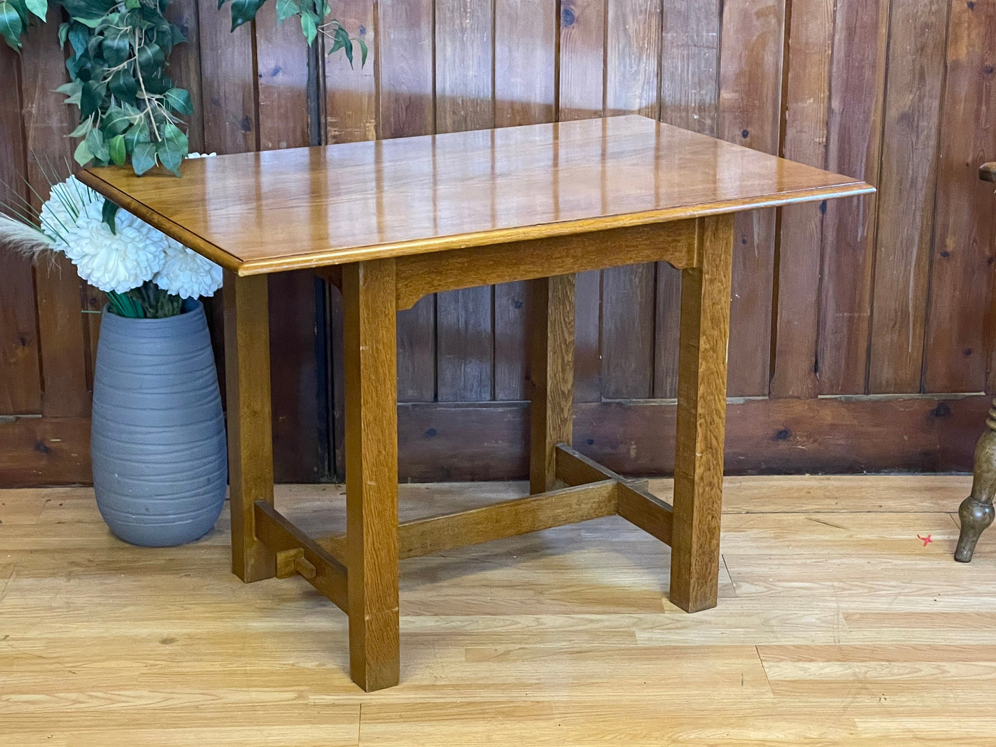 Vintage Golden Oak Refectory Dining Table \ Rustic Farmhouse Kitchen Table