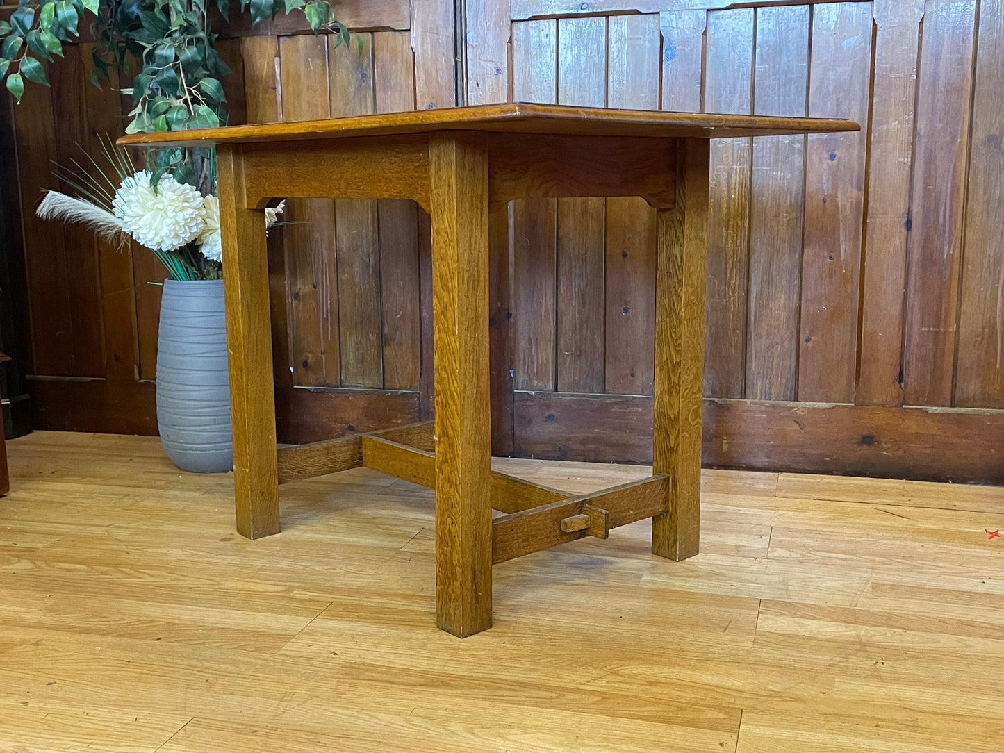 Vintage Golden Oak Refectory Dining Table \ Rustic Farmhouse Kitchen Table