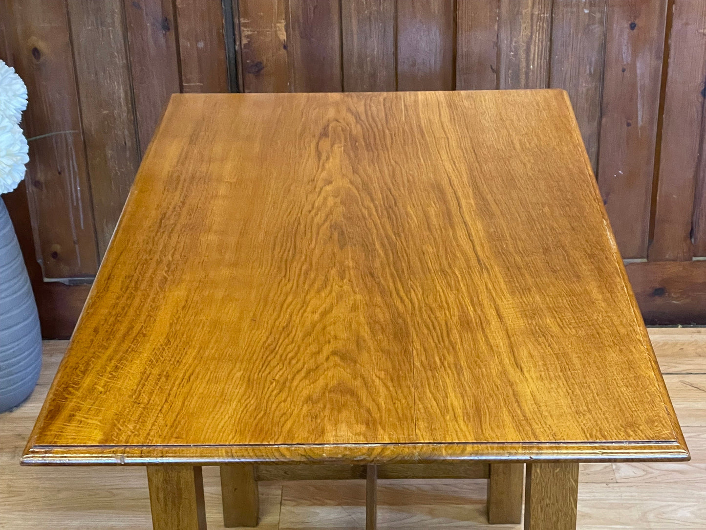 Vintage Golden Oak Refectory Dining Table \ Rustic Farmhouse Kitchen Table