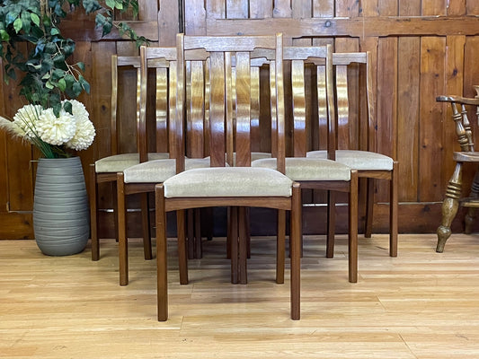 Retro Teak Dining Chairs By Meredew \ Mid Century Set of 6 Kitchen Chairs