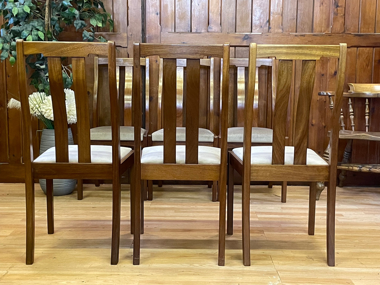 Retro Teak Dining Chairs By Meredew \ Mid Century Set of 6 Kitchen Chairs