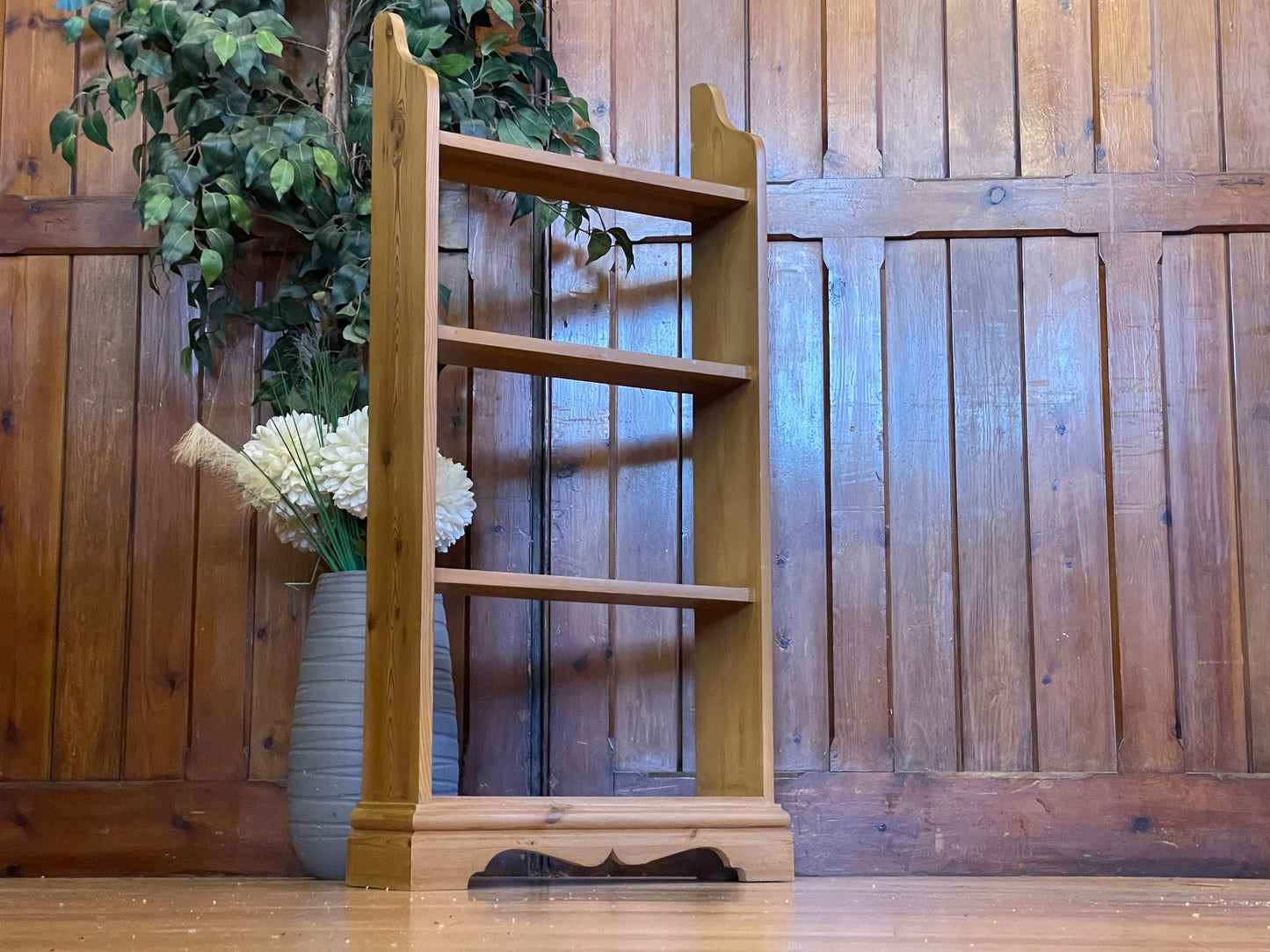 Open Back Farmhouse Pine Bookcase \ Handmade Display Shelves \ Hallway Shelving Unit