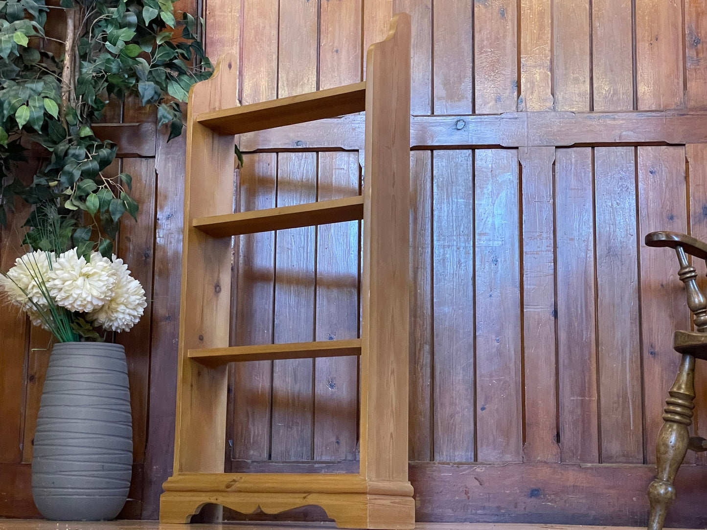 Open Back Farmhouse Pine Bookcase \ Handmade Display Shelves \ Hallway Shelving Unit