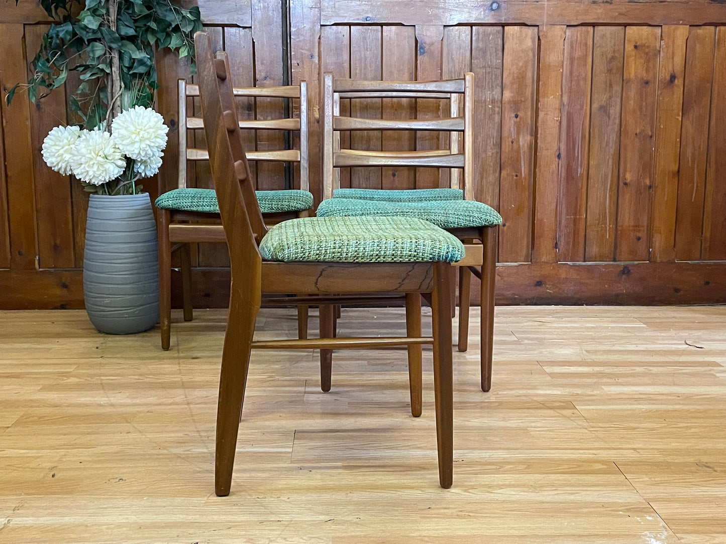 Retro Teak Dining Chairs by Scandart \ Mid Century Set of 4 Kitchen Chairs