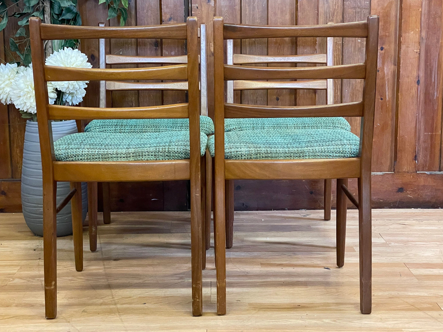 Retro Teak Dining Chairs by Scandart \ Mid Century Set of 4 Kitchen Chairs