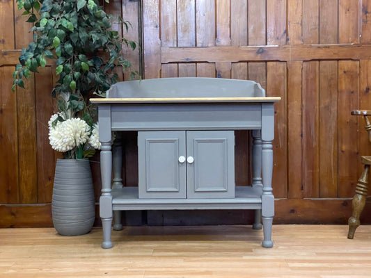 Vintage Painted Pine Washstand \ Farmhouse Sideboard Table \ Console Hall Unit