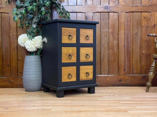 Rustic Reclaimed Pine CD Drawers \ Painted Black Storage Unit \ Chest of Drawers