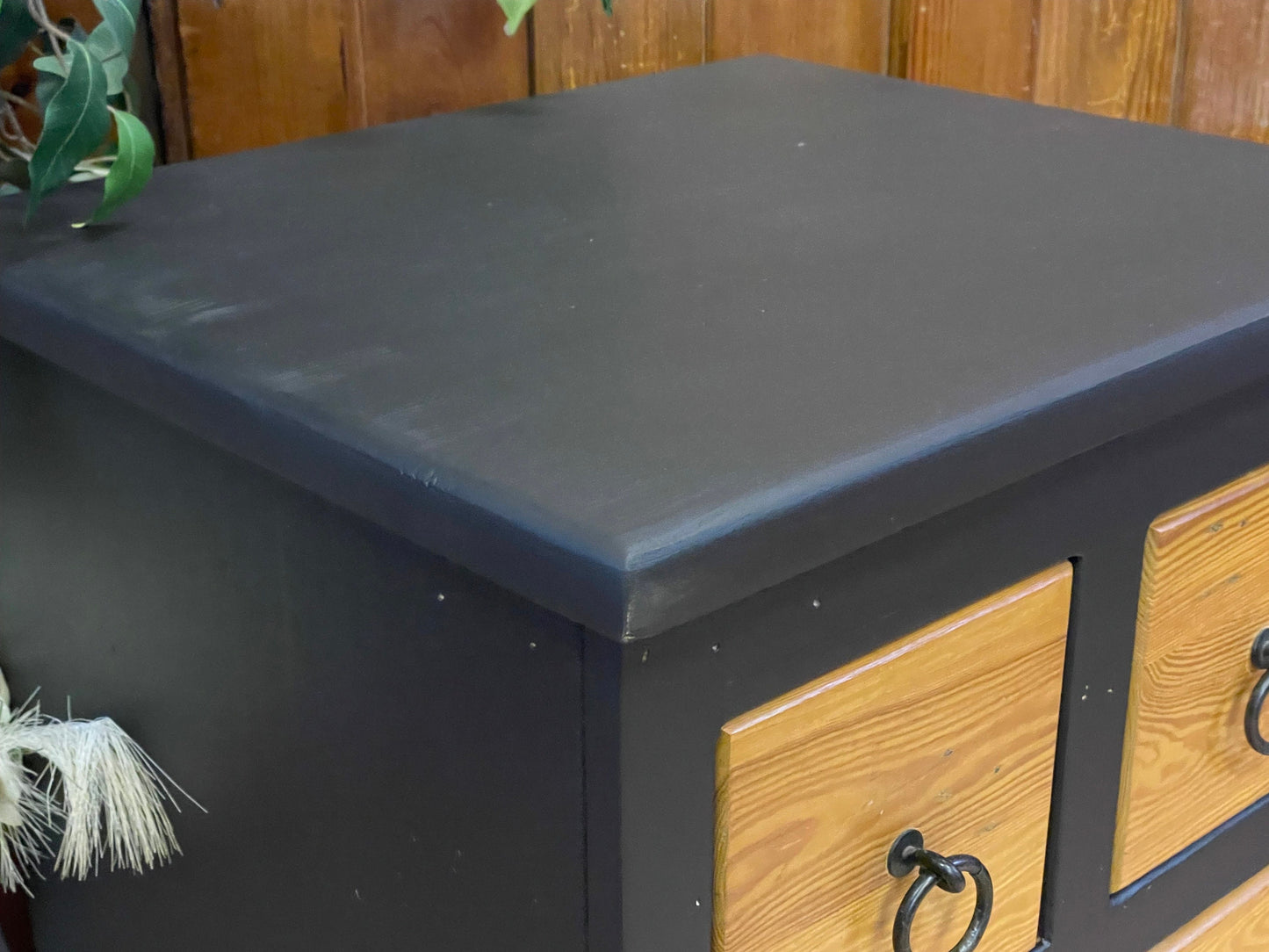 Rustic Reclaimed Pine CD Drawers \ Painted Black Storage Unit \ Chest of Drawers