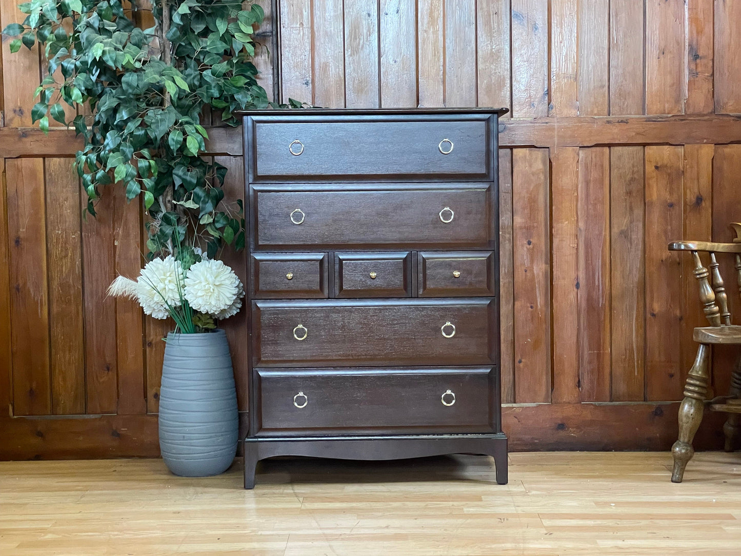 Vintage Stag Minstrel Tallboy Chest of Drawers \ Mahogany Tall Drawers \ Bedroom