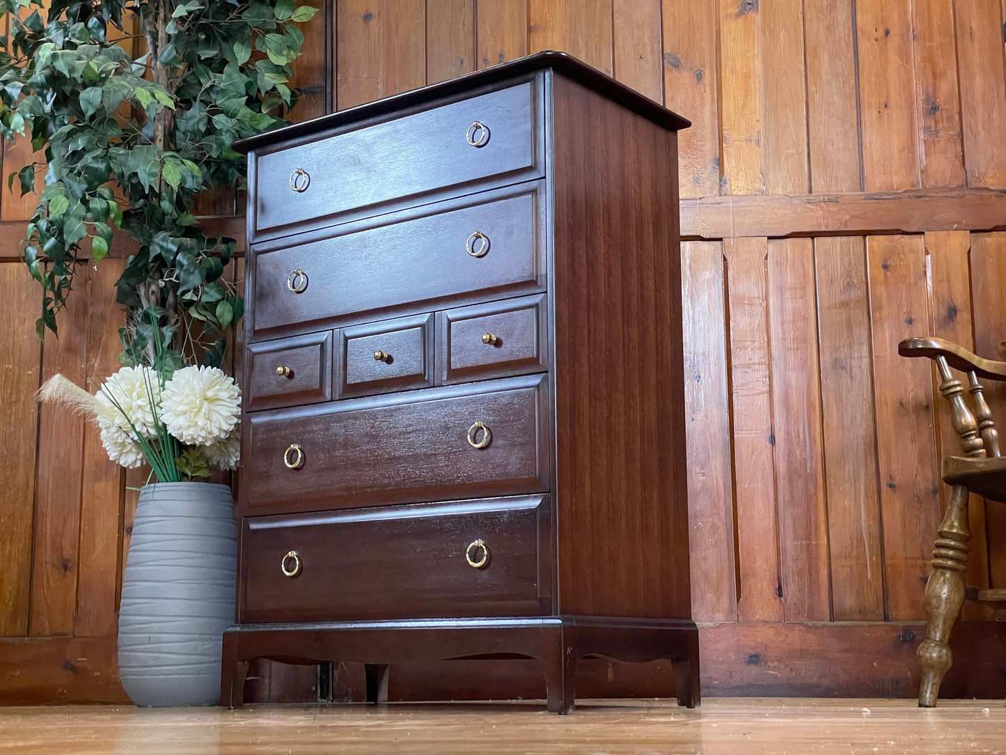 Vintage Stag Minstrel Tallboy Chest of Drawers \ Mahogany Tall Drawers \ Bedroom