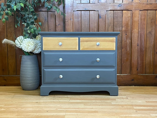 Vintage Ercol Pine Chest of Drawers \ Painted Lowboy Drawers \ Bedroom Storage