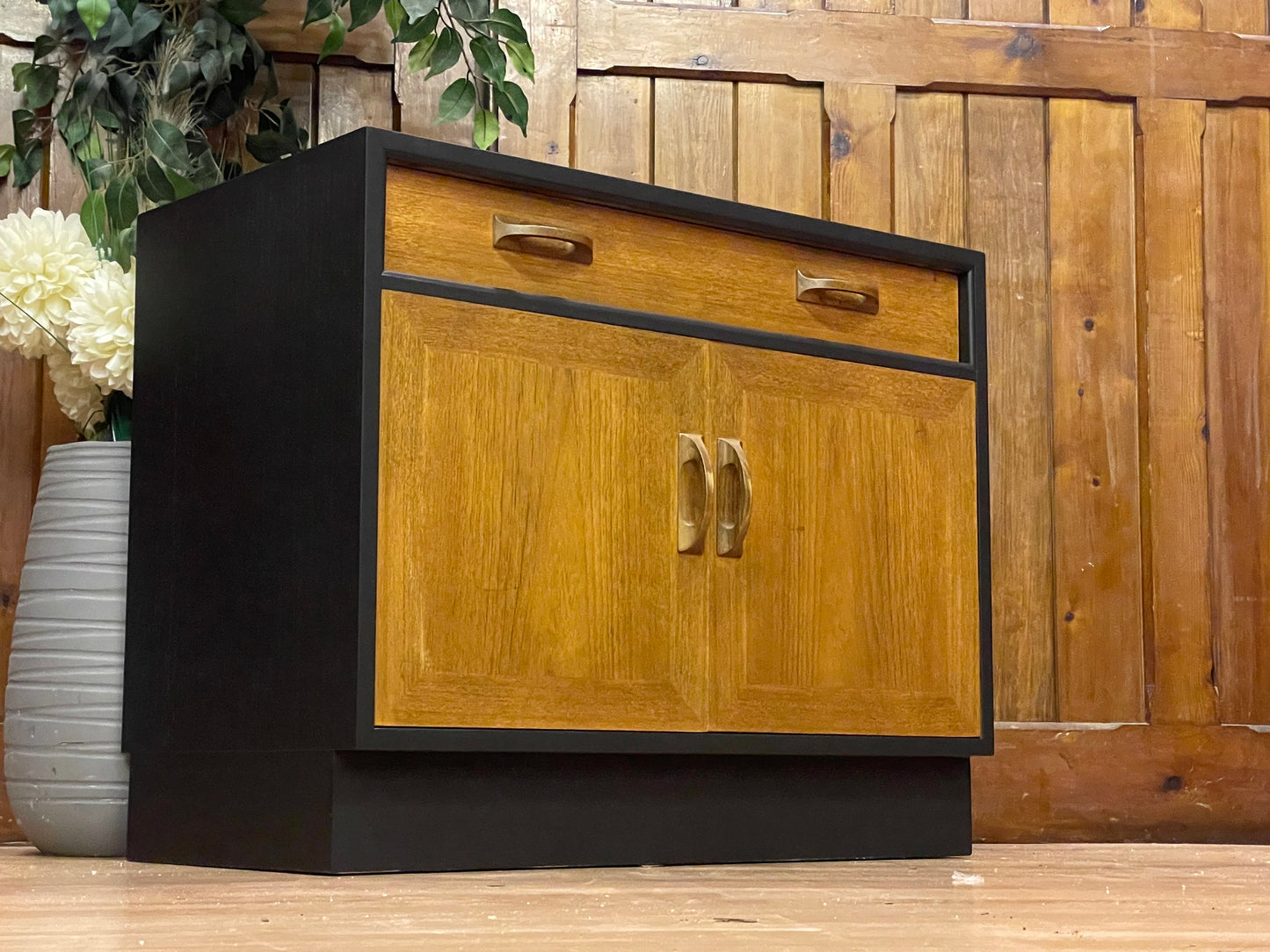 Vintage G Plan Sierra Sideboard \ Painted Black Storage Cupboard \ Mid Century