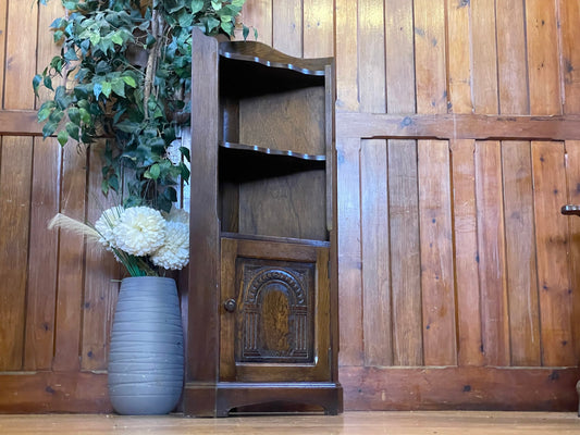 Vintage Oak Low Corner Shelves \ Rustic Tudor Style Cupboard \ Small Drinks Cabinet