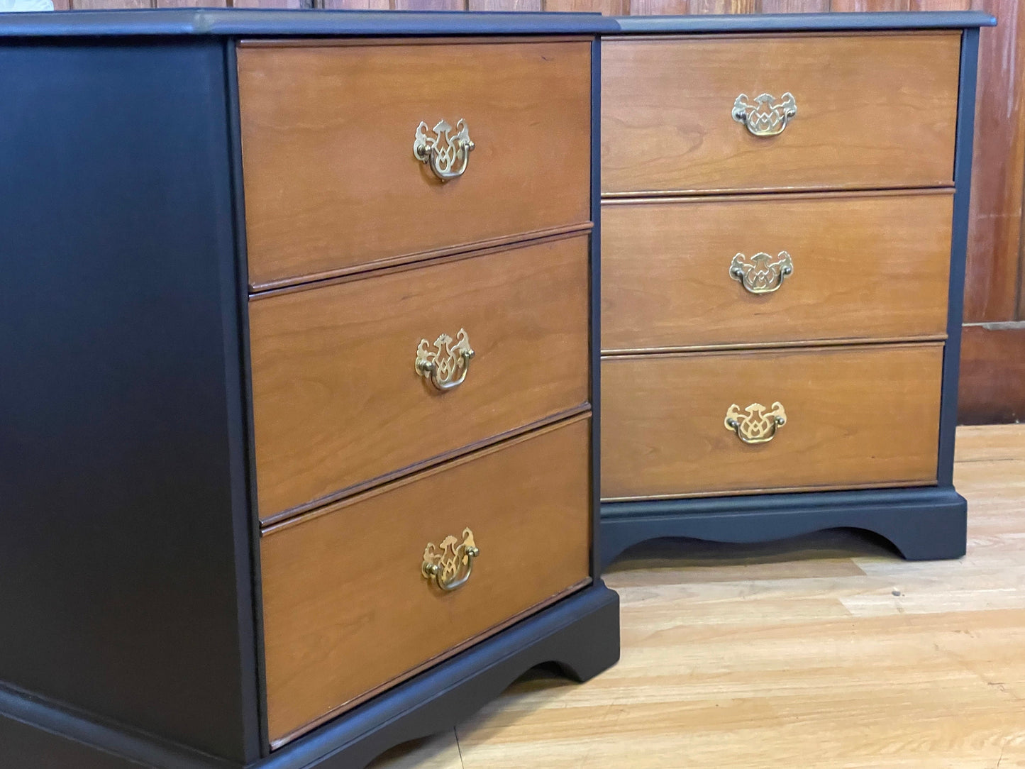 Vintage Pair Cherry Bedside Tables \ Retro Bedside Tables \ Small Chest of Drawers