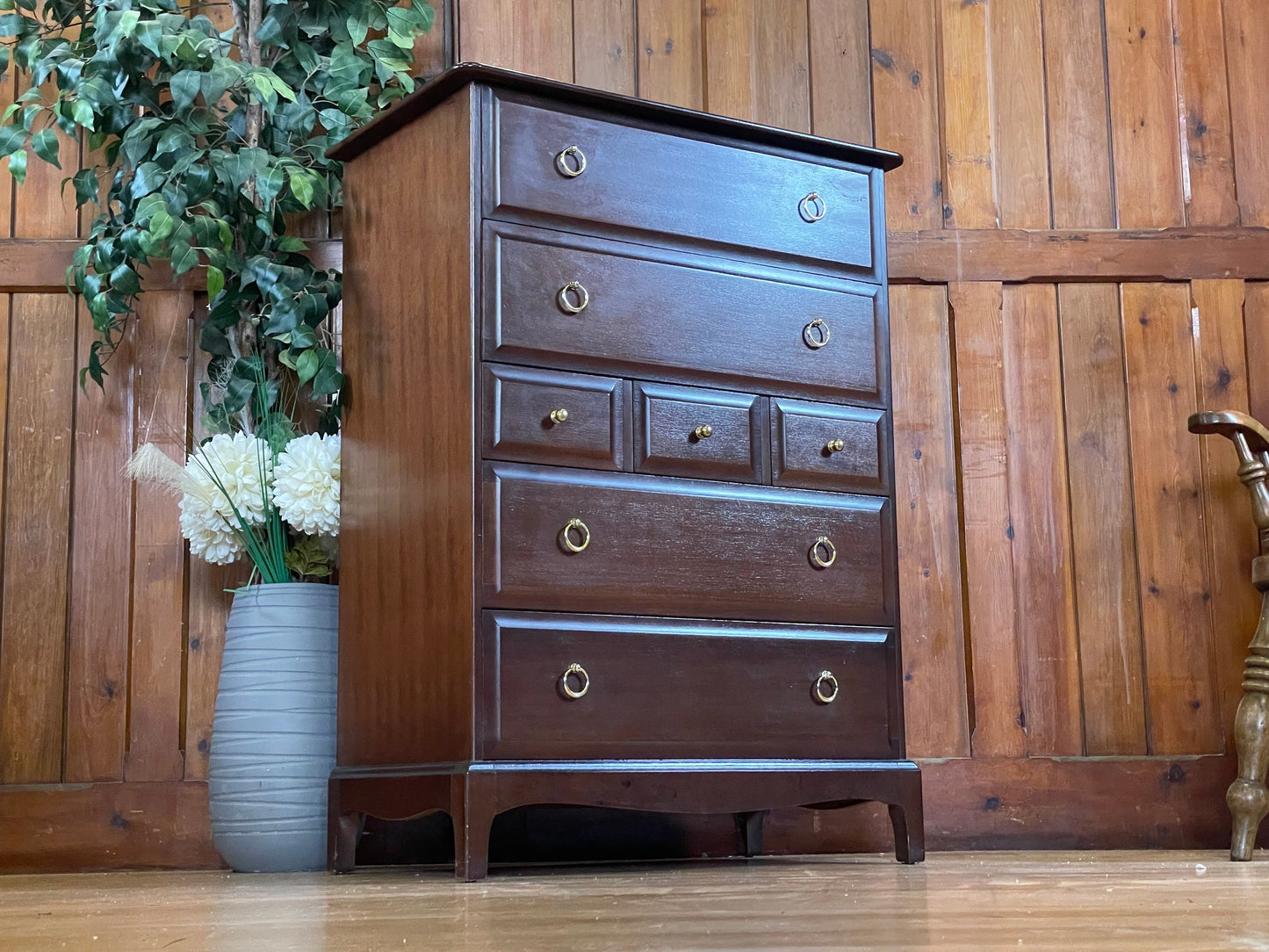 Vintage Stag Minstrel Tallboy Chest of Drawers \ Mahogany Tall Drawers \ Bedroom