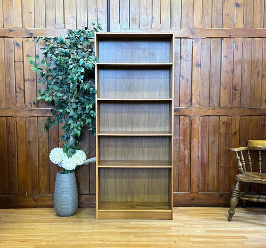 Large Danish Teak Bookcase \ Mid Century Book Shelves \ Retro Shelving Unit