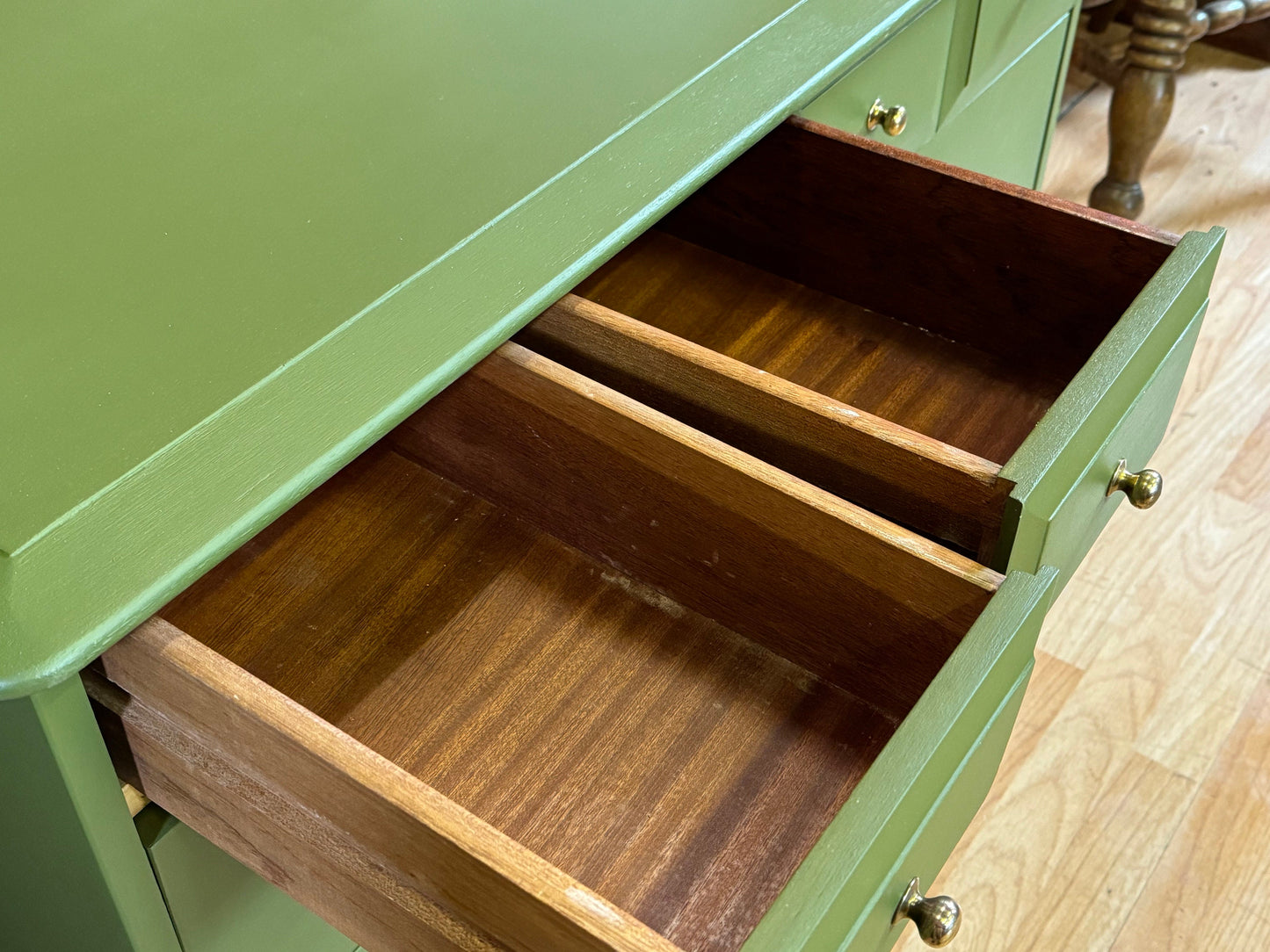 Low Stag Richmond Chest of Drawers \ Painted Green Drawers \ Bedroom Storage