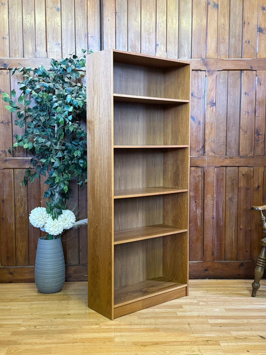 Large Danish Teak Bookcase \ Mid Century Book Shelves \ Retro Shelving Unit