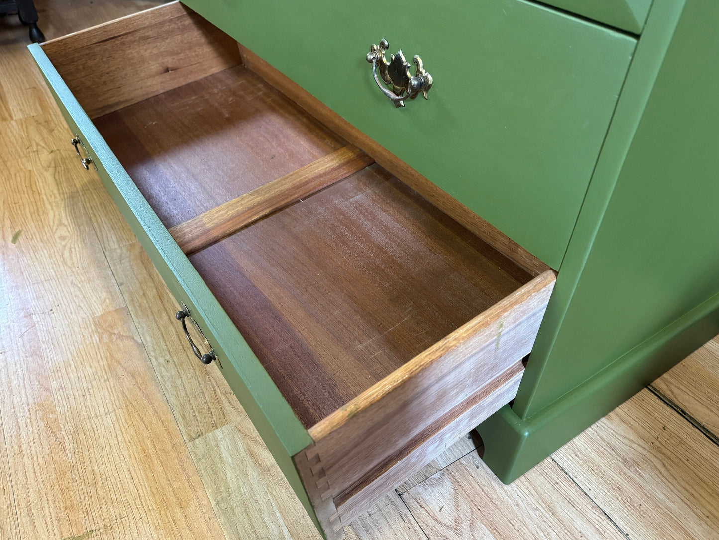 Low Stag Richmond Chest of Drawers \ Painted Green Drawers \ Bedroom Storage