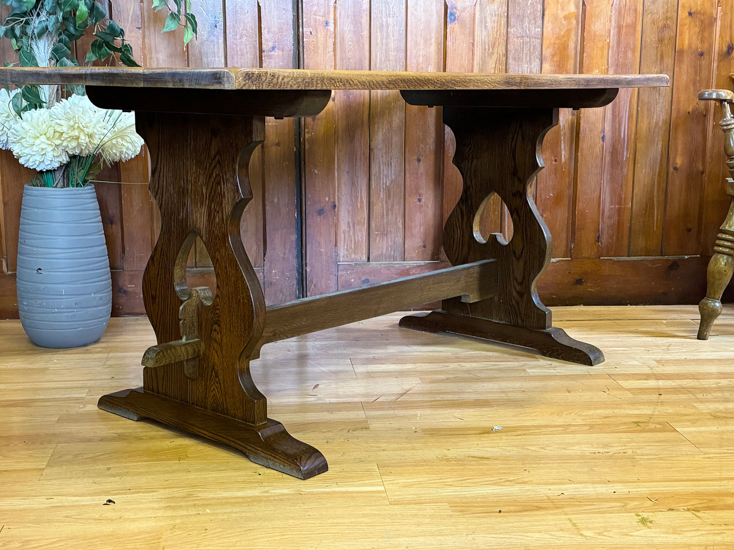 Vintage Solid Oak Refectory Table \ Rustic Dining Table \Farmhouse Kitchen Table