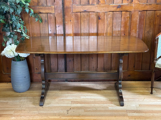 Vintage Ercol Refectory Dining Table \ Retro Elm Kitchen Plank Table \ Desk